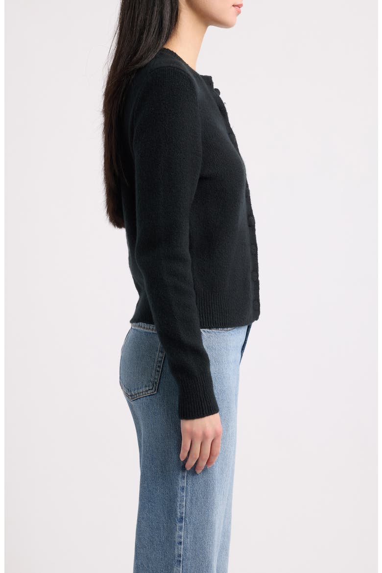 Shrunken Cotton Blend Cardigan, Alternate, color, TRUE BLACK