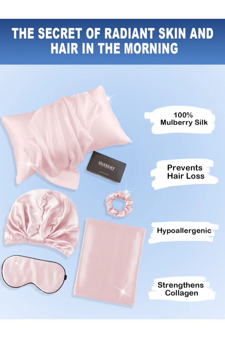 4-Piece Mulberry Silk Set, Alternate, color, Pink