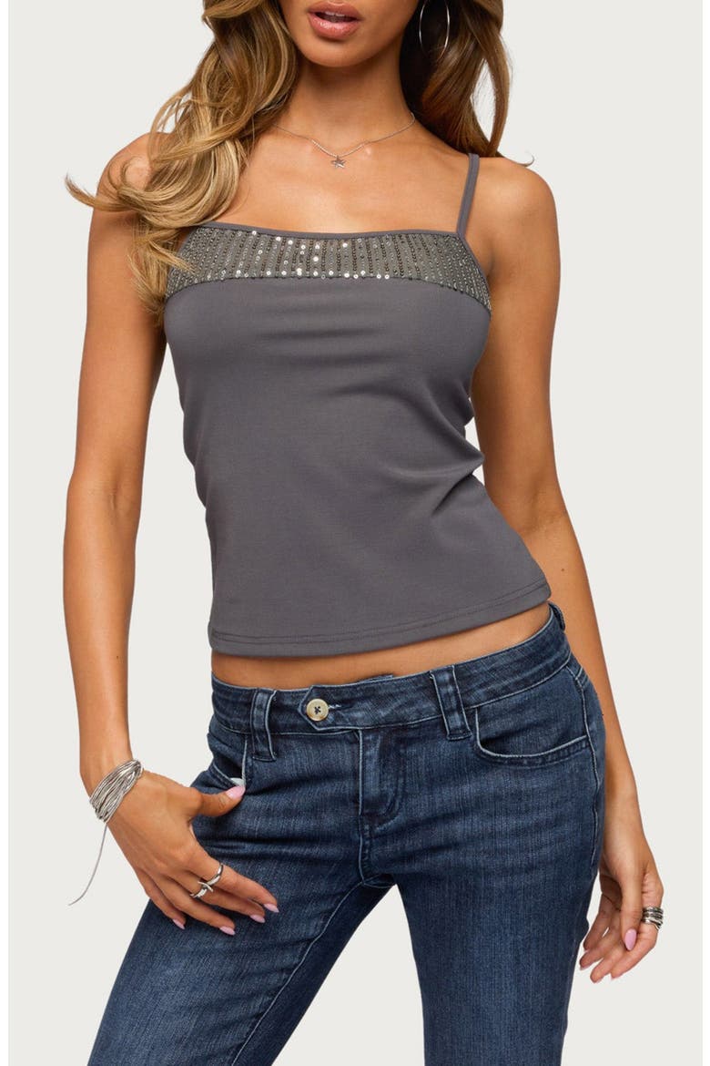 Shakked Sequin Camisole, Main, color, DARK-GRAY