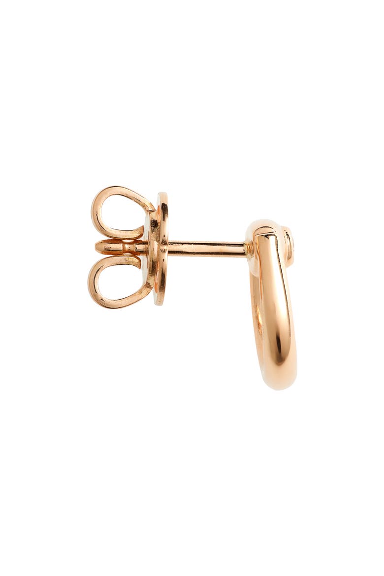 Half Horsebit Mini Diamond Stud Earrings, Alternate, color, PINK GOLD