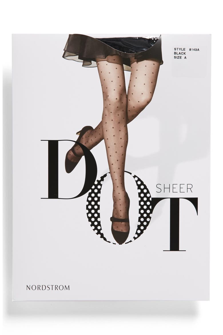 'Sheer Dot' Control Top Pantyhose, Alternate, color, BLACK/ BLACK