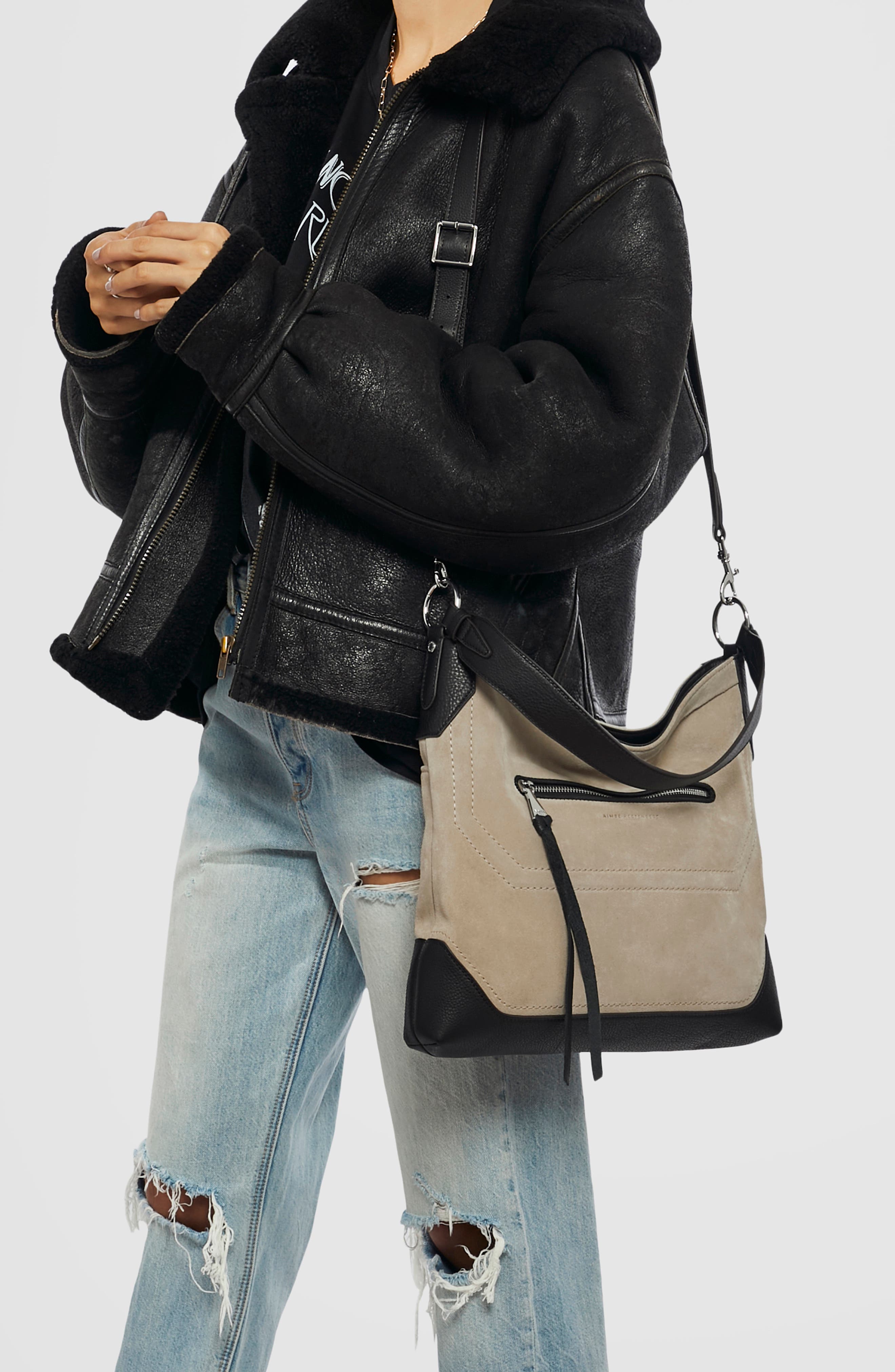 Bandit Convertible Hobo Bag, Alternate, color, OAT SUEDE