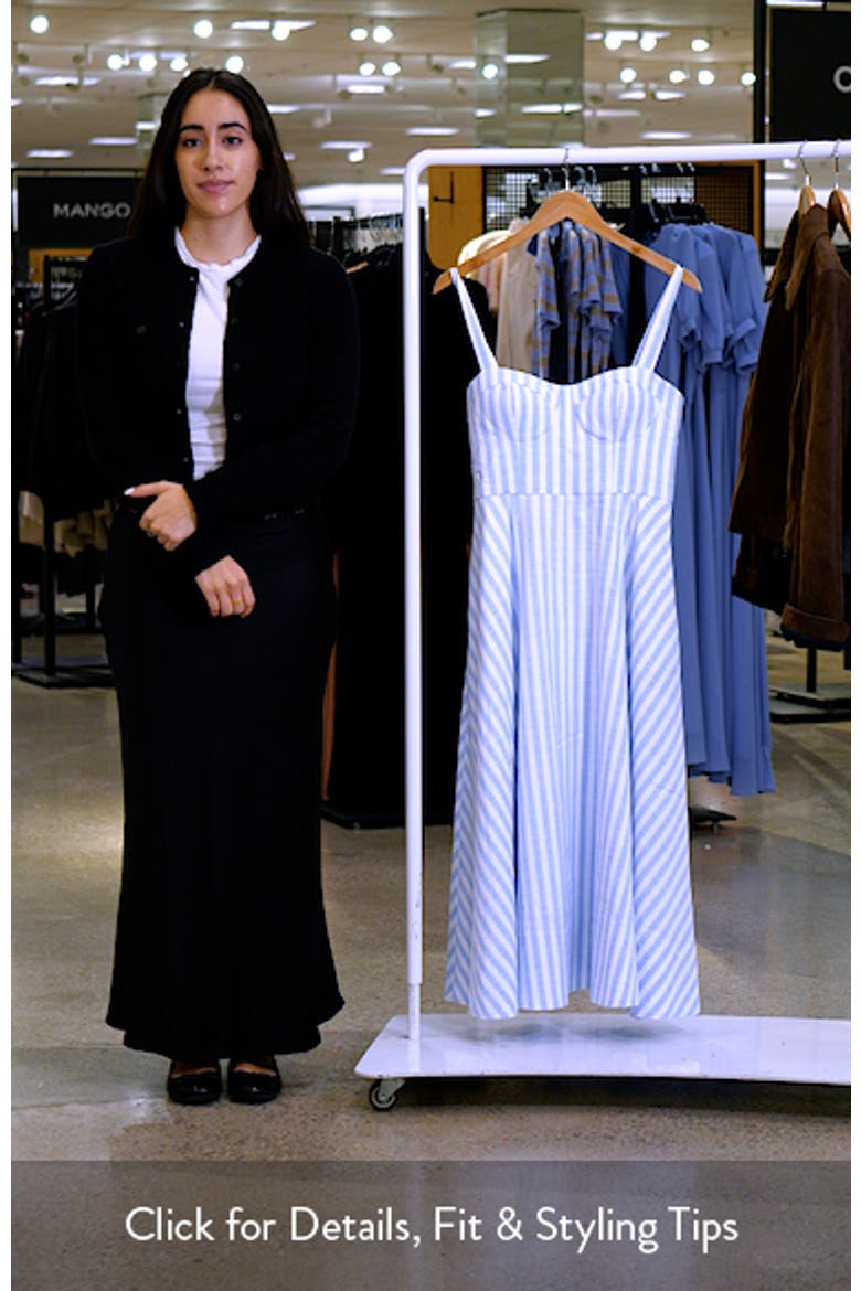 Isabela Stripe Sweetheart Neck Midi Dress video