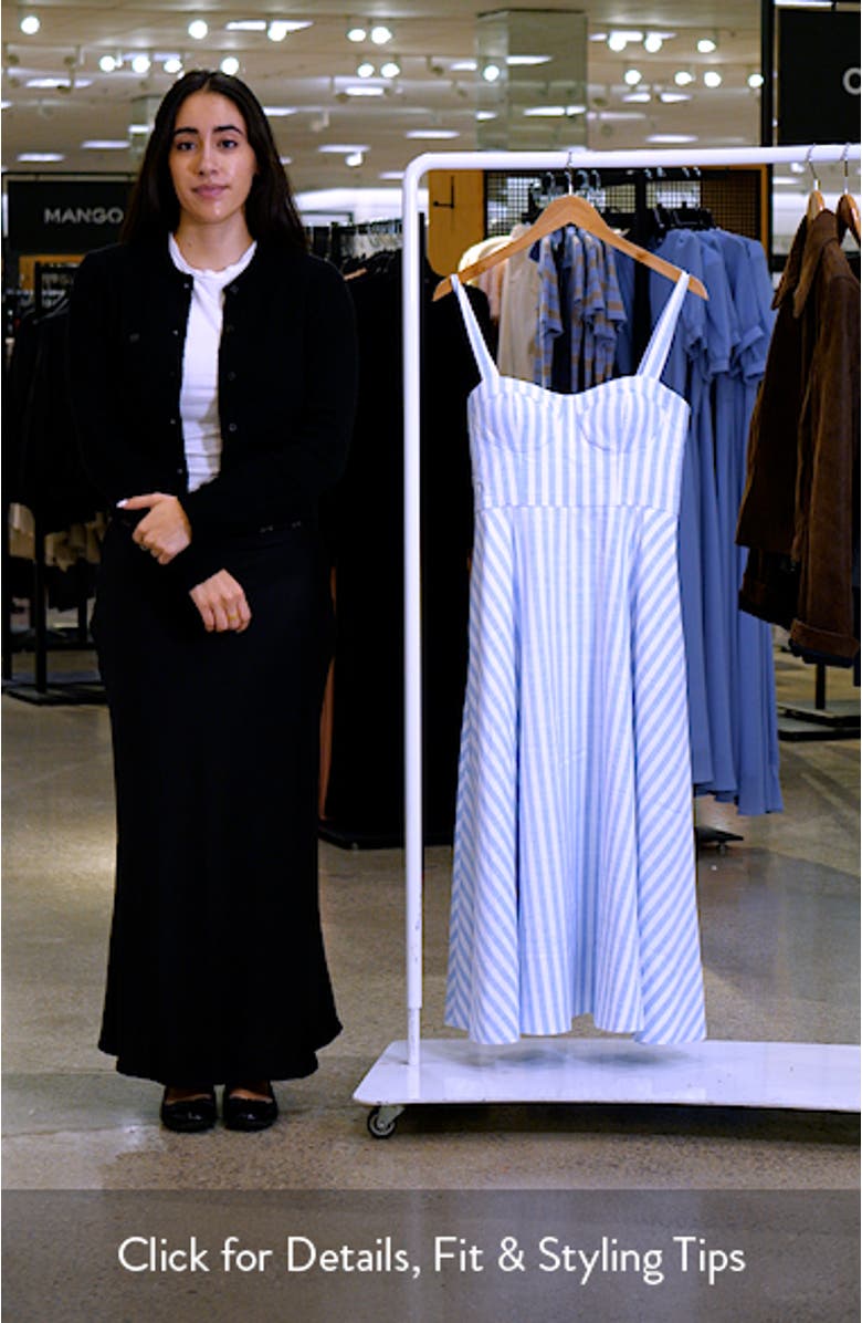 Isabela Stripe Sweetheart Neck Midi Dress, sales video thumbnail