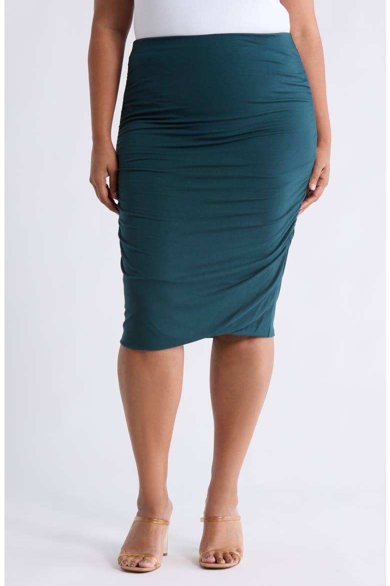 Side Ruched Skirt, Main, color, HUNTER GREEN