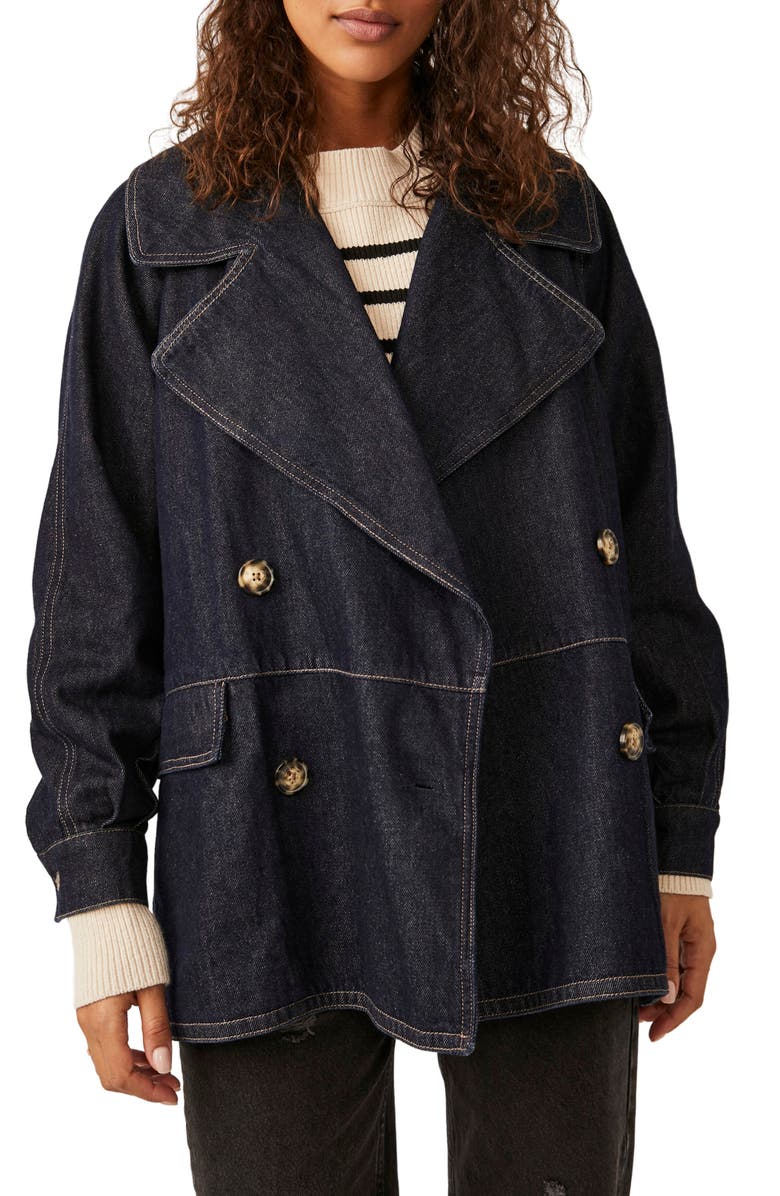 Free People Denim Car Coat, Main, color, 