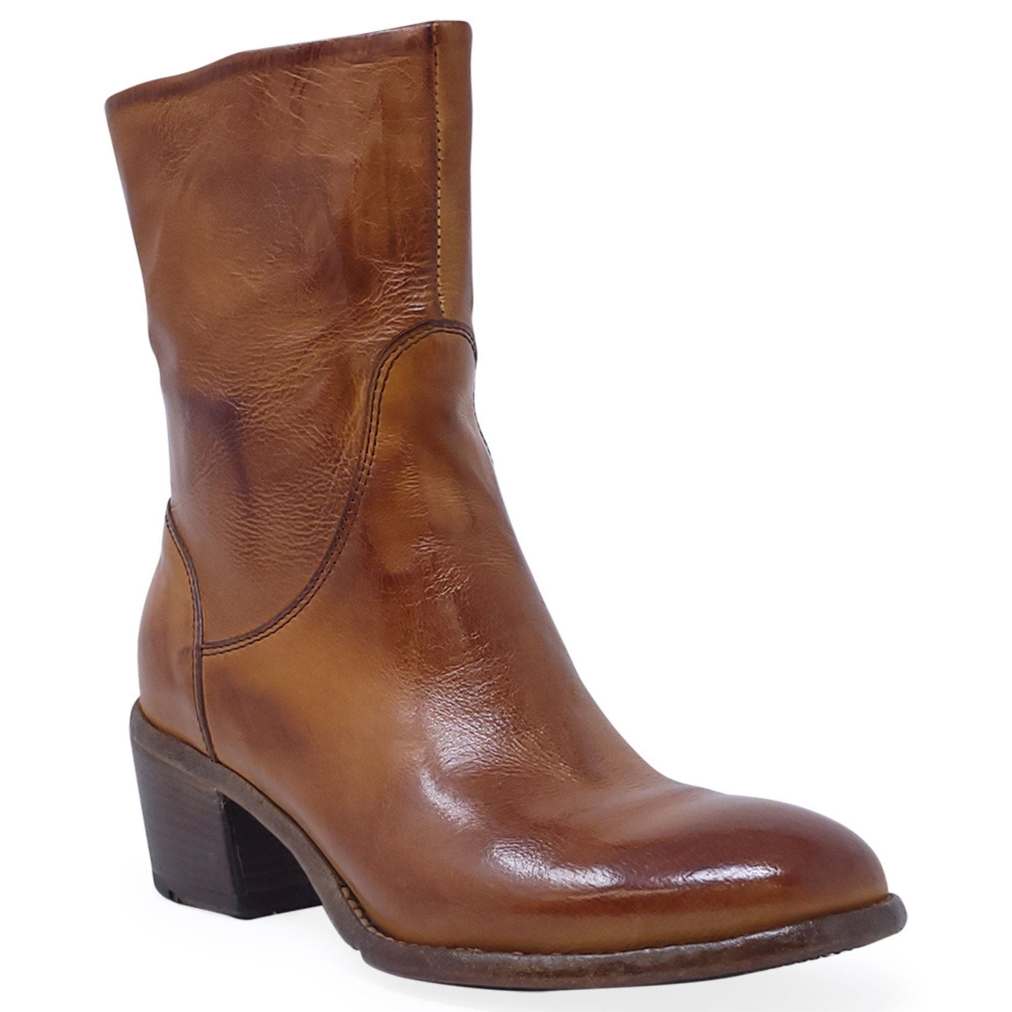 Leather Mid Calf Boot, Alternate, color, BROWN