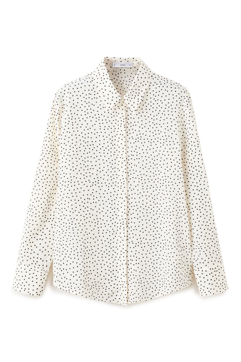 Dot Print Button-Up Shirt, Main, color, ECRU
