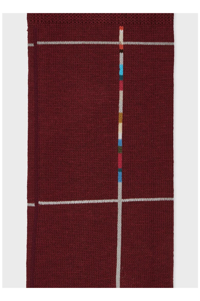 Signature Check Socks, Alternate, color, 28_BURGUNDY/ BORDE