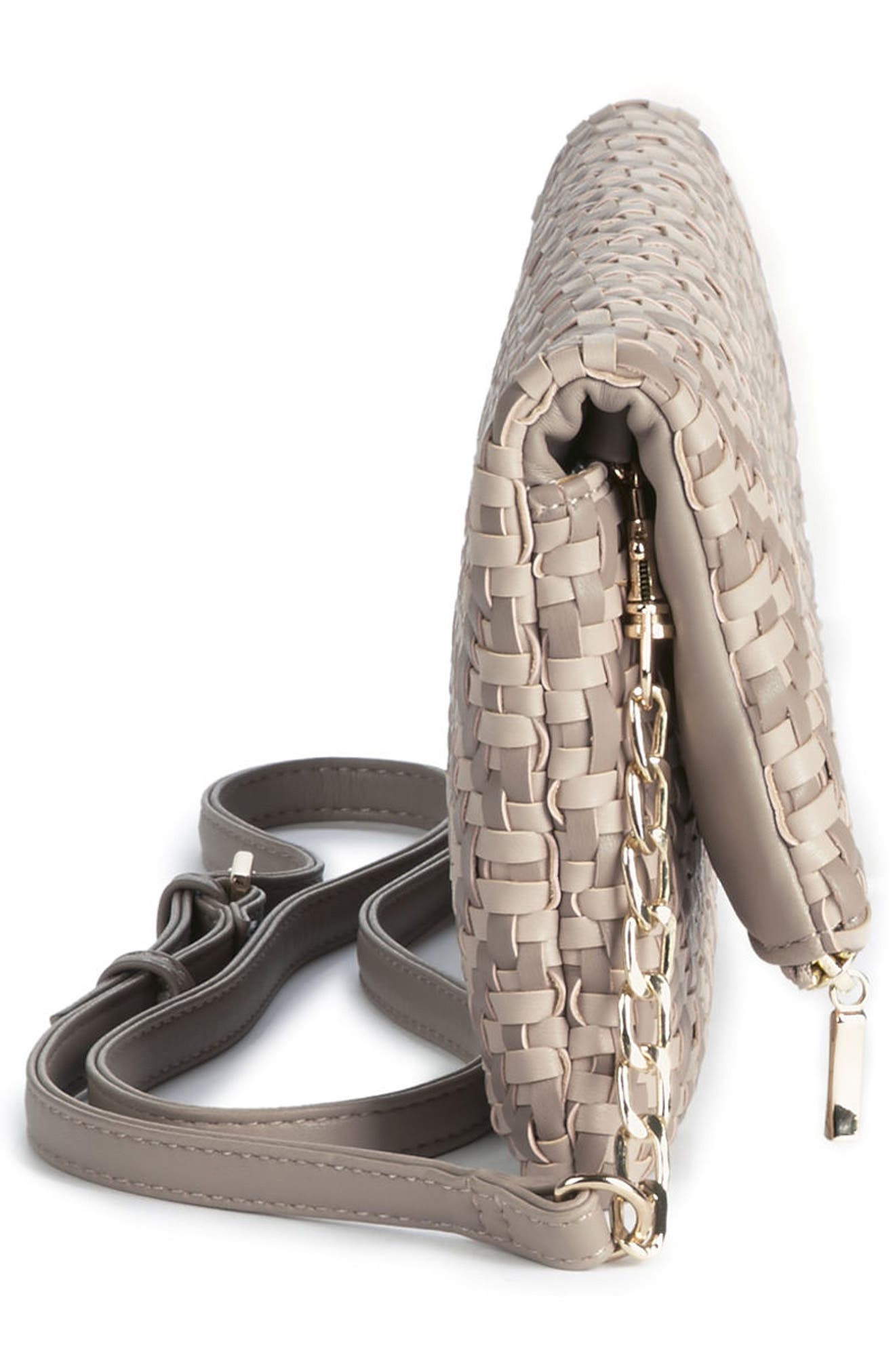 Sole Society Lisbeth Weave Foldover Clutch, Alternate, color, Nude Combo