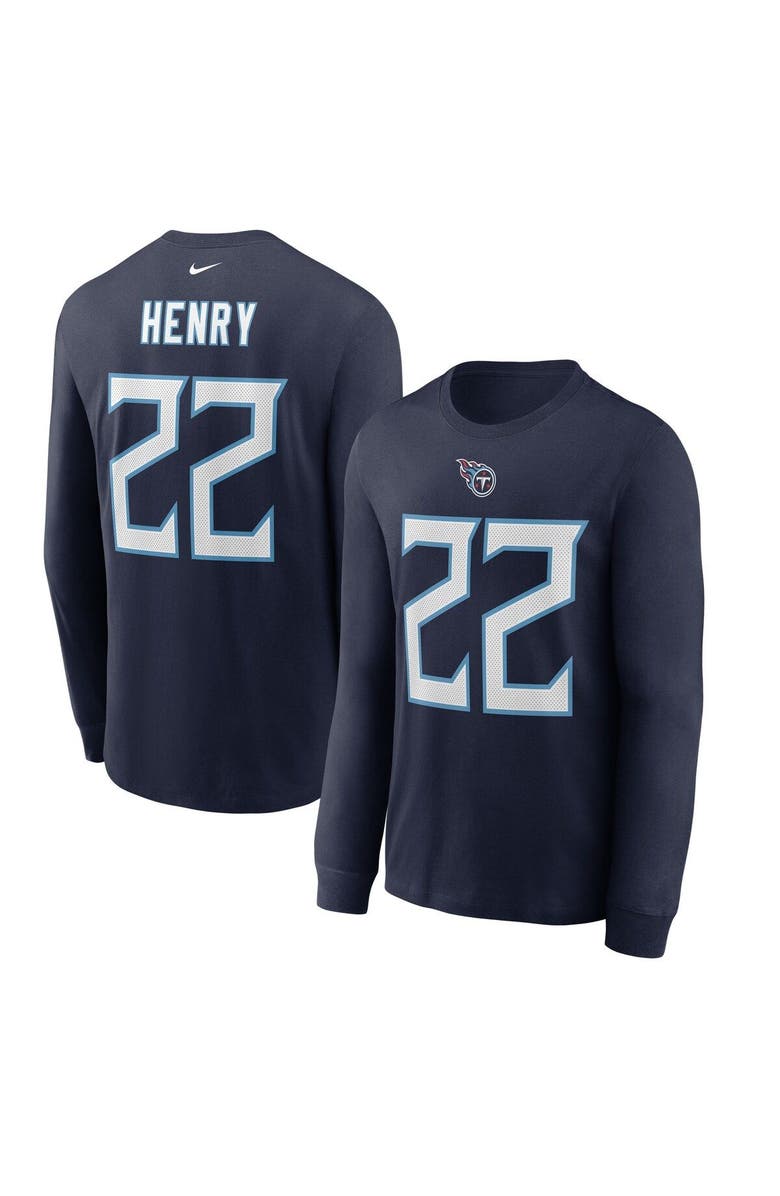 Nike Men's Nike Derrick Henry Navy Tennessee Titans Player Name & Number Long Sleeve T-Shirt, Main, color,