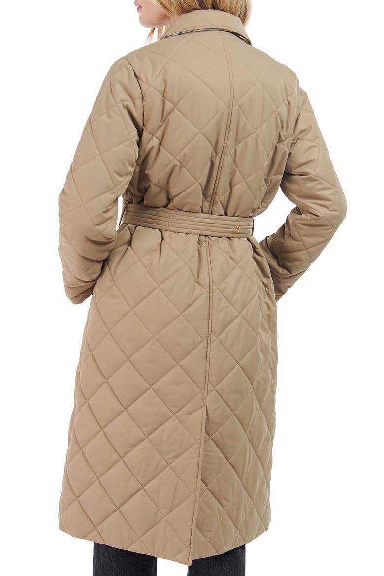 Cordelia Quilted Longline Jacket, Alternate, color, ROSEWOOD/ ROSEWOOD TARTAN