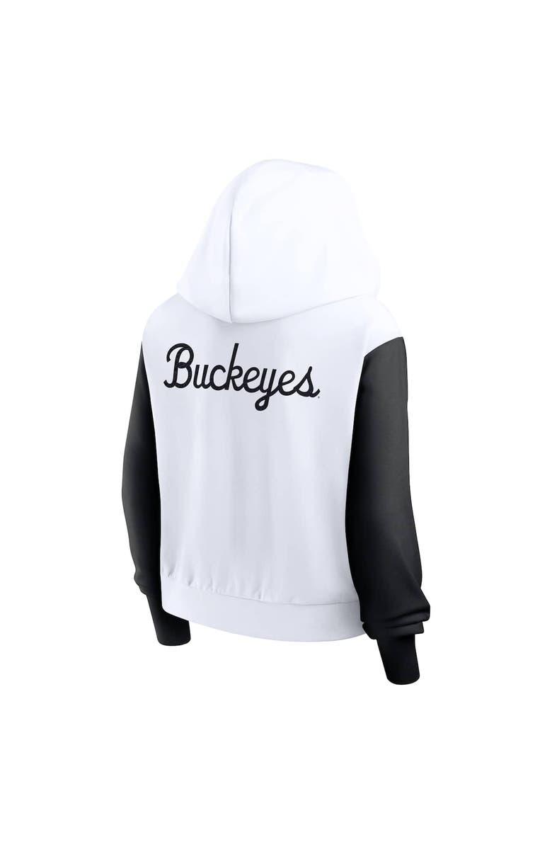 Nike Women's Nike White Ohio State Buckeyes Cropped Beyond Capability Color-Block Script Full-Zip Hoodie, Alternate, color, White