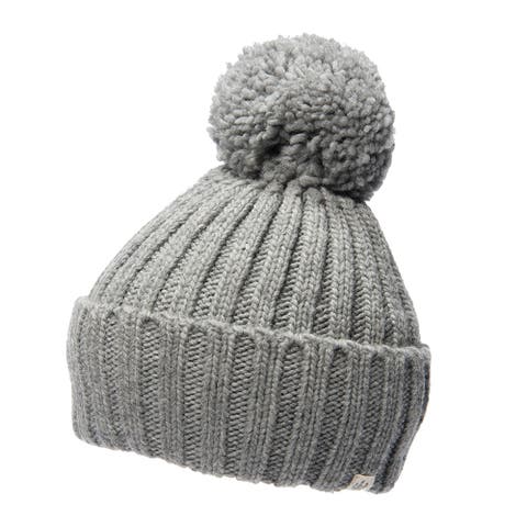 Hand Knit Park Fold Rib Pom Beanie