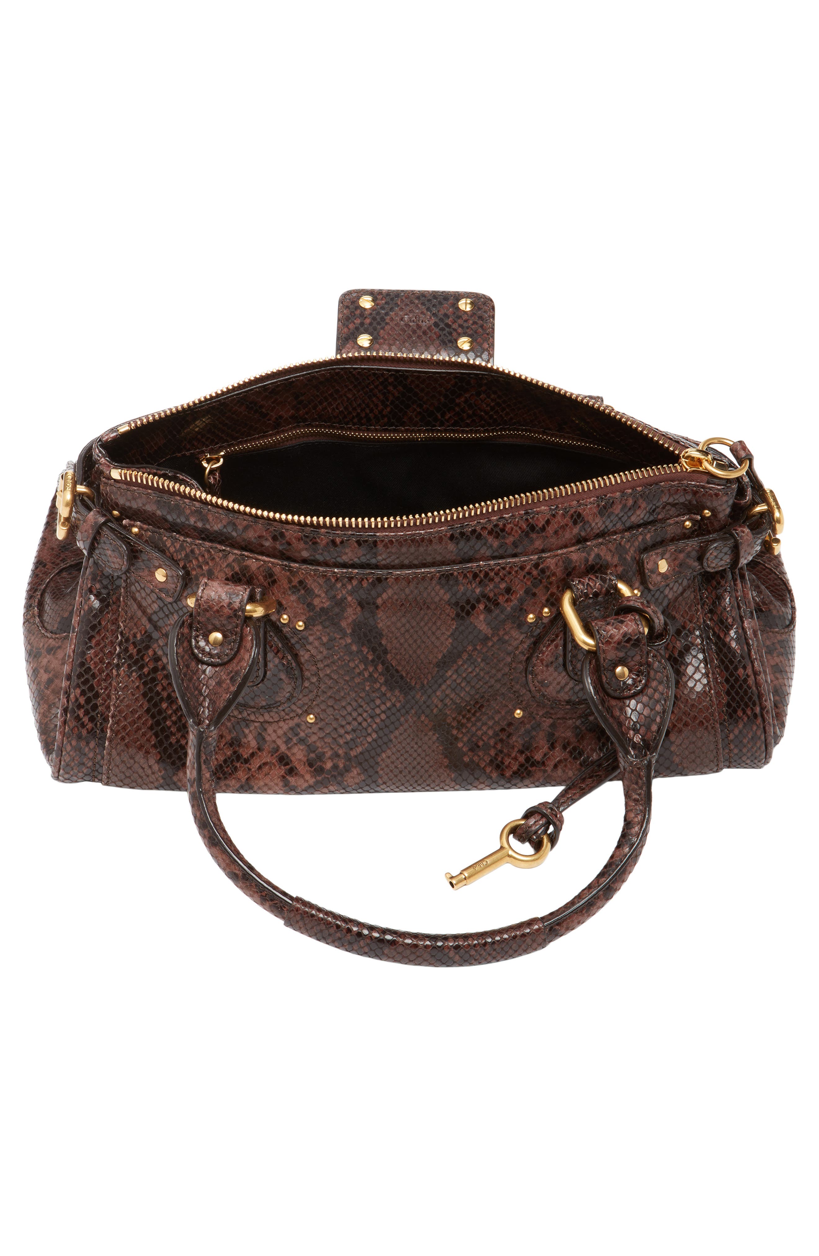 Paddington Python Print Shoulder Bag, Alternate, color, KOHL BROWN