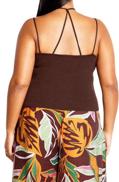 City Chic Jez Rib Strappy Camisole In Brown