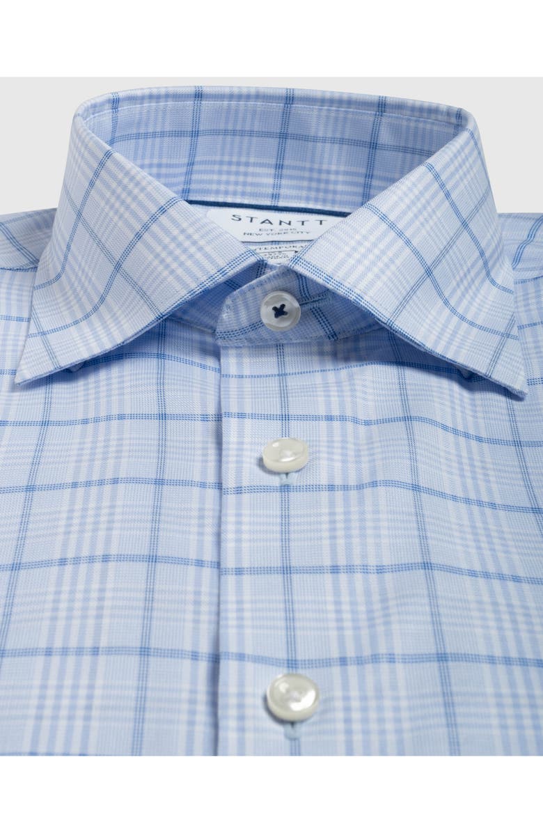 Stantt Contemporary Fit Check Wrinkle Resistant Cotton Dress Shirt, Alternate, color, Blue/ White