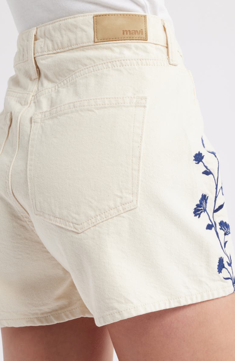 Mavi Jeans Heidi Floral Print Denim Shorts, Alternate, color, Beige Denim