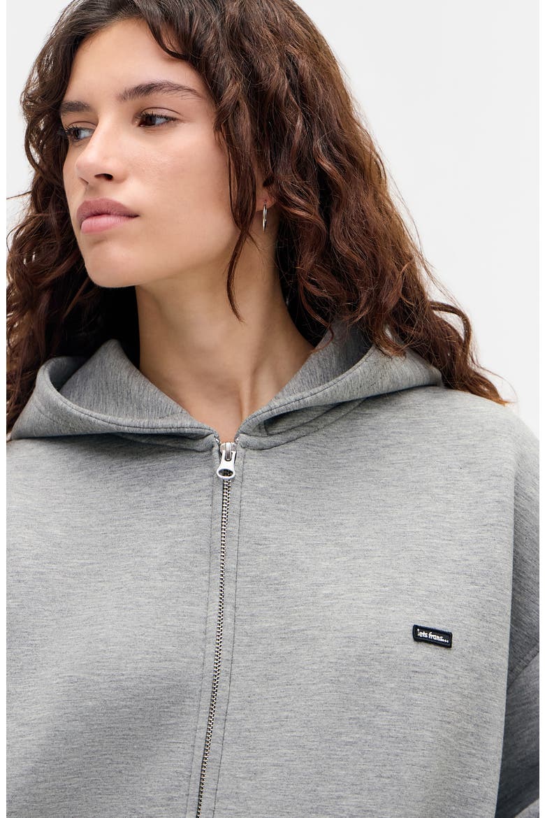 Boxy Scuba Knit Zip Hoodie, Alternate, color, GREY