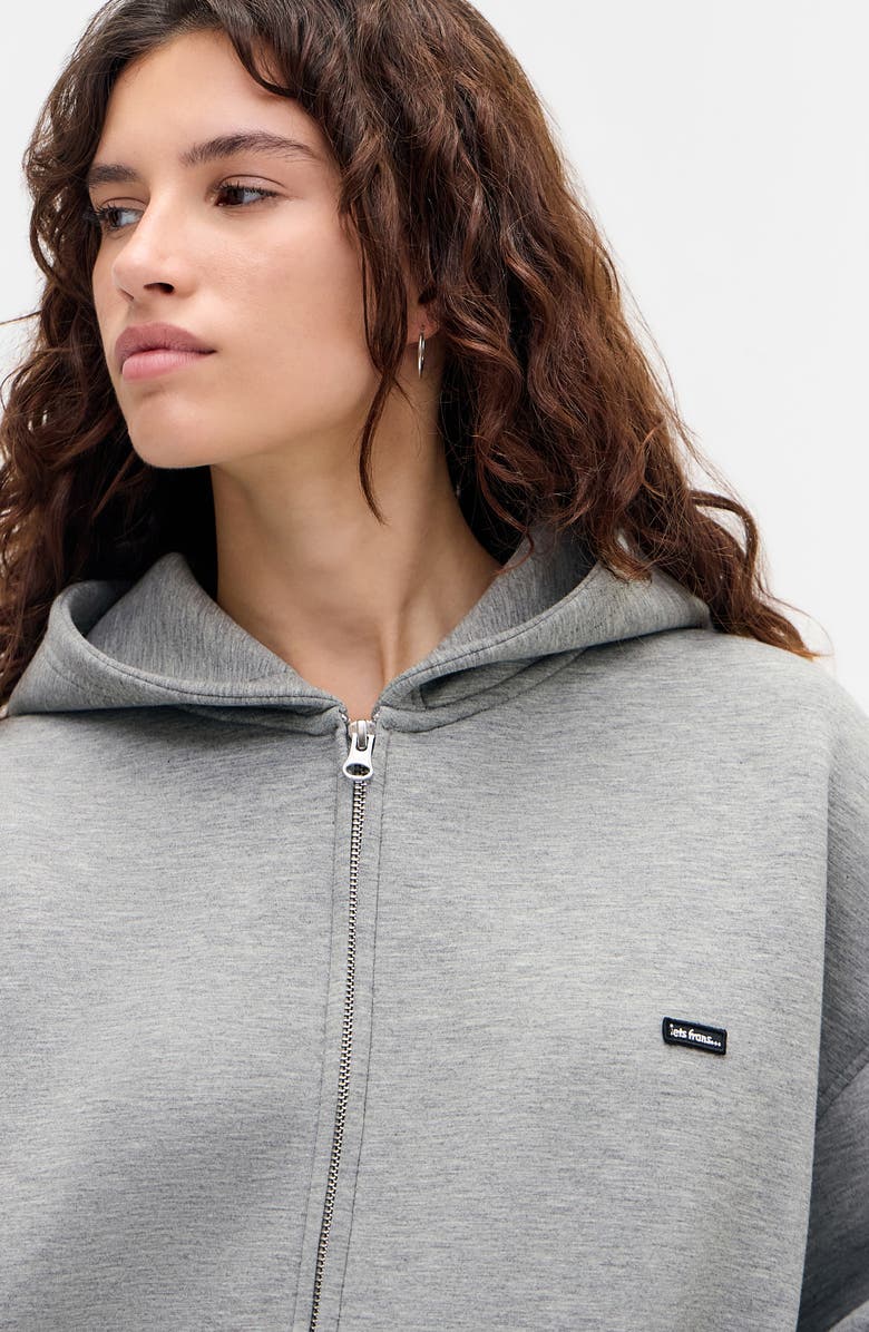 Iets Frans Boxy Scuba Knit Zip Hoodie, Alternate, color, Grey
