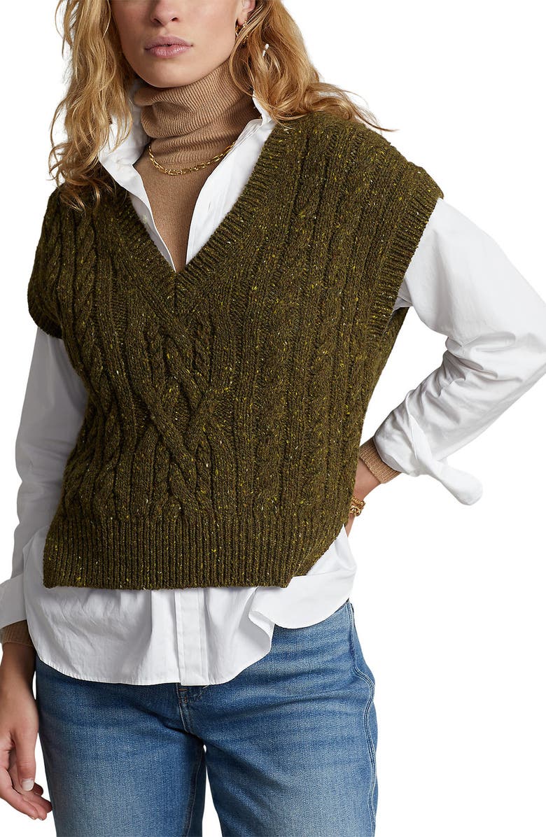 Polo Ralph Lauren Aran Cable Knit Sweater Vest, Main, color,