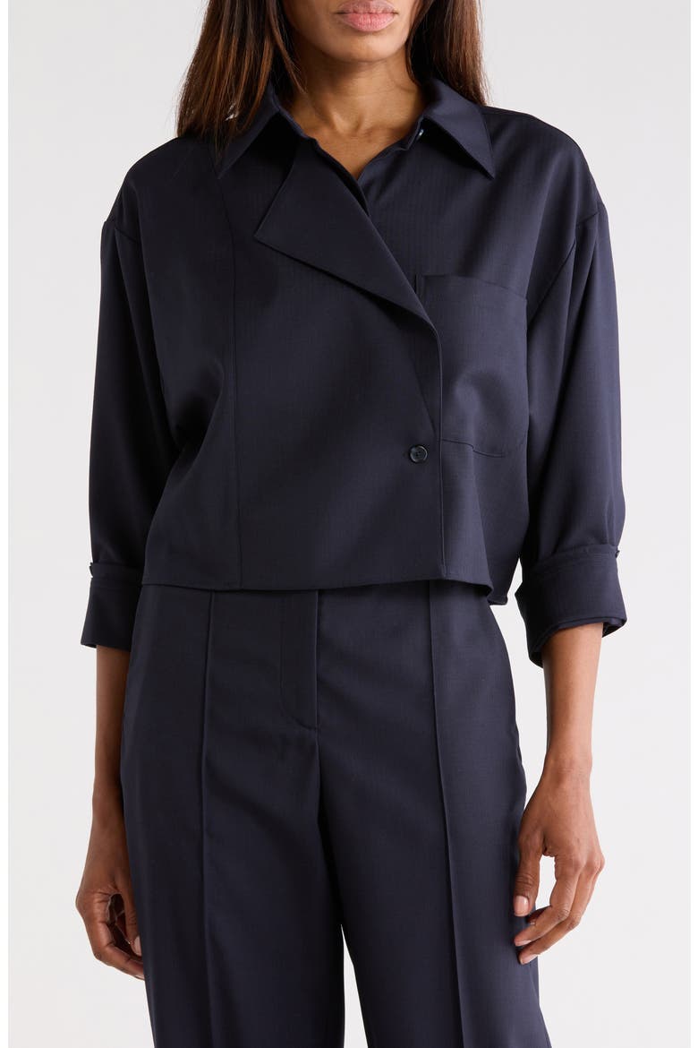 Next Chapter Wool Blend Crop Button-Up Shirt, Main, color, MIDNIGHT