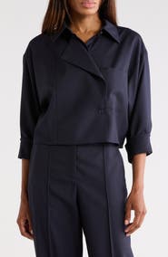 TWP Next Chapter Wool Blend Crop Button-Up Shirt