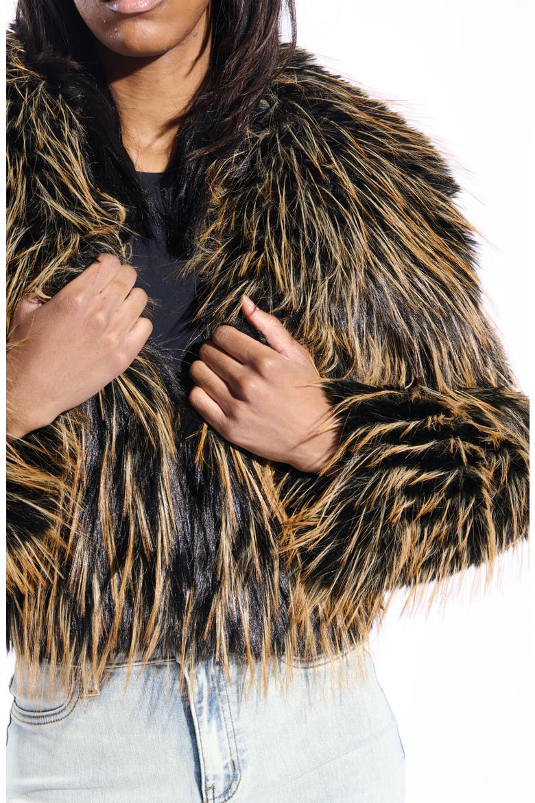 Saoirse Faux Fur Coat, Alternate, color, BROWN BLACK