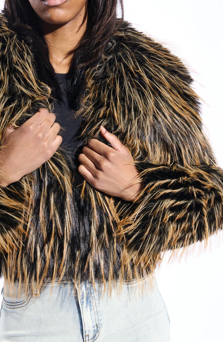 AZALEA WANG Saoirse Faux Fur Coat, Alternate, color, Brown Black