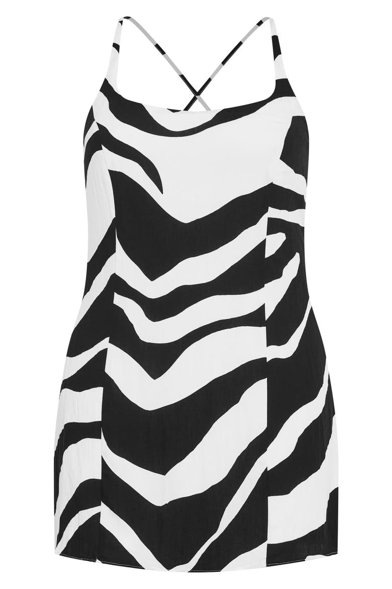Caitlin Print Dress, Alternate, color, MONO SWIRL