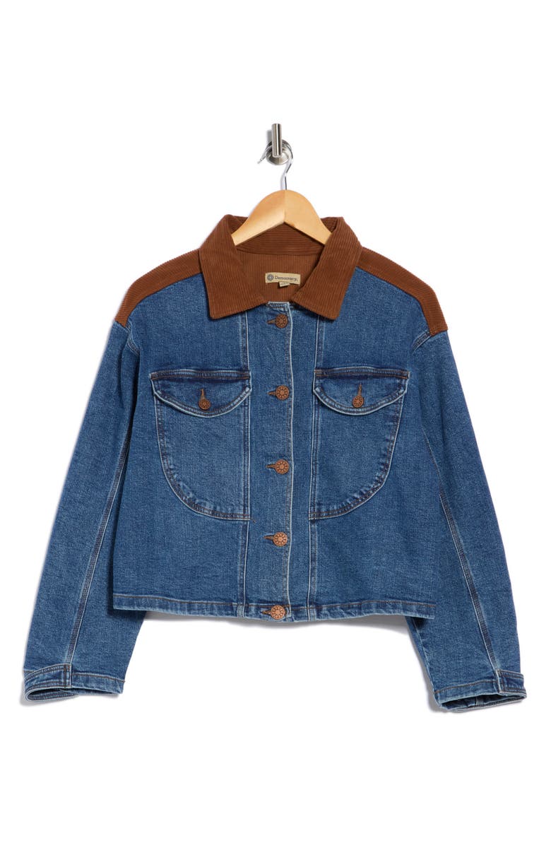 Democracy Denim Barn Jacket, Alternate, color, Blue/ Cacao Powder