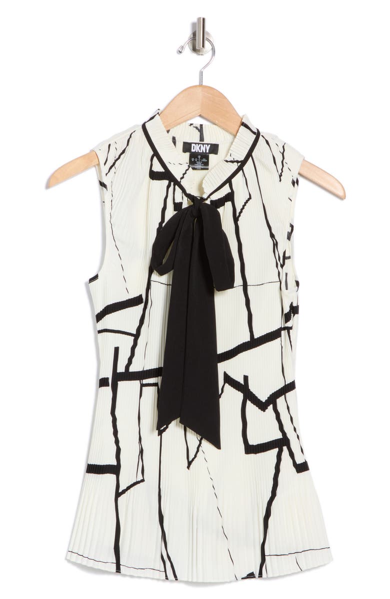 DKNY Tie Neck Pleated Top, Alternate, color, 