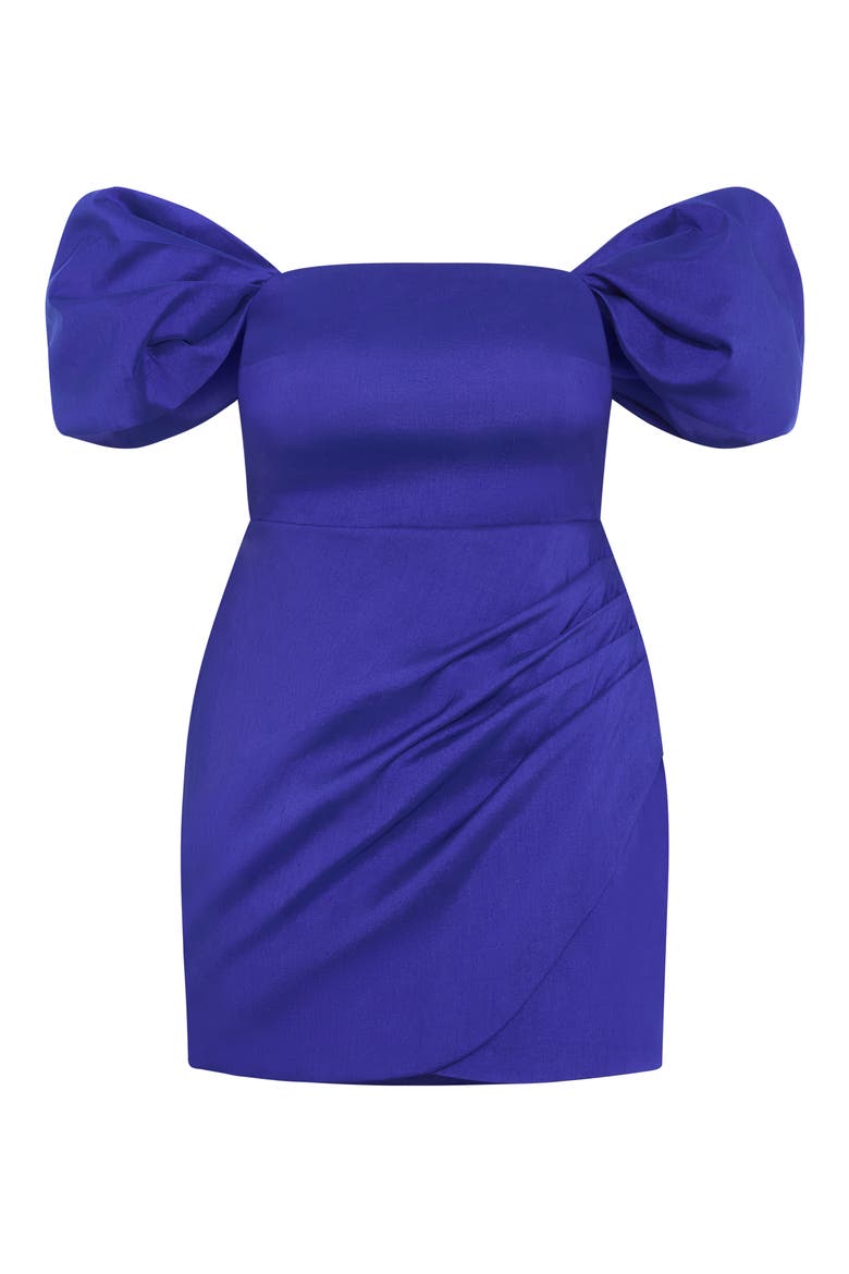 Elyse Puff Sleeve Off the Shoulder Sheath Dress, Alternate, color, ULTRA BLUE