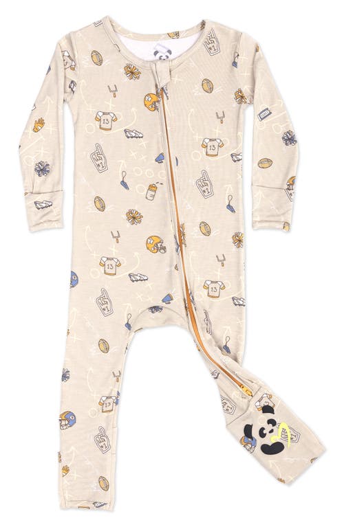 Bellabu Bear Kids' Football Fitted Convertible One-Piece Pajamas in Beige 