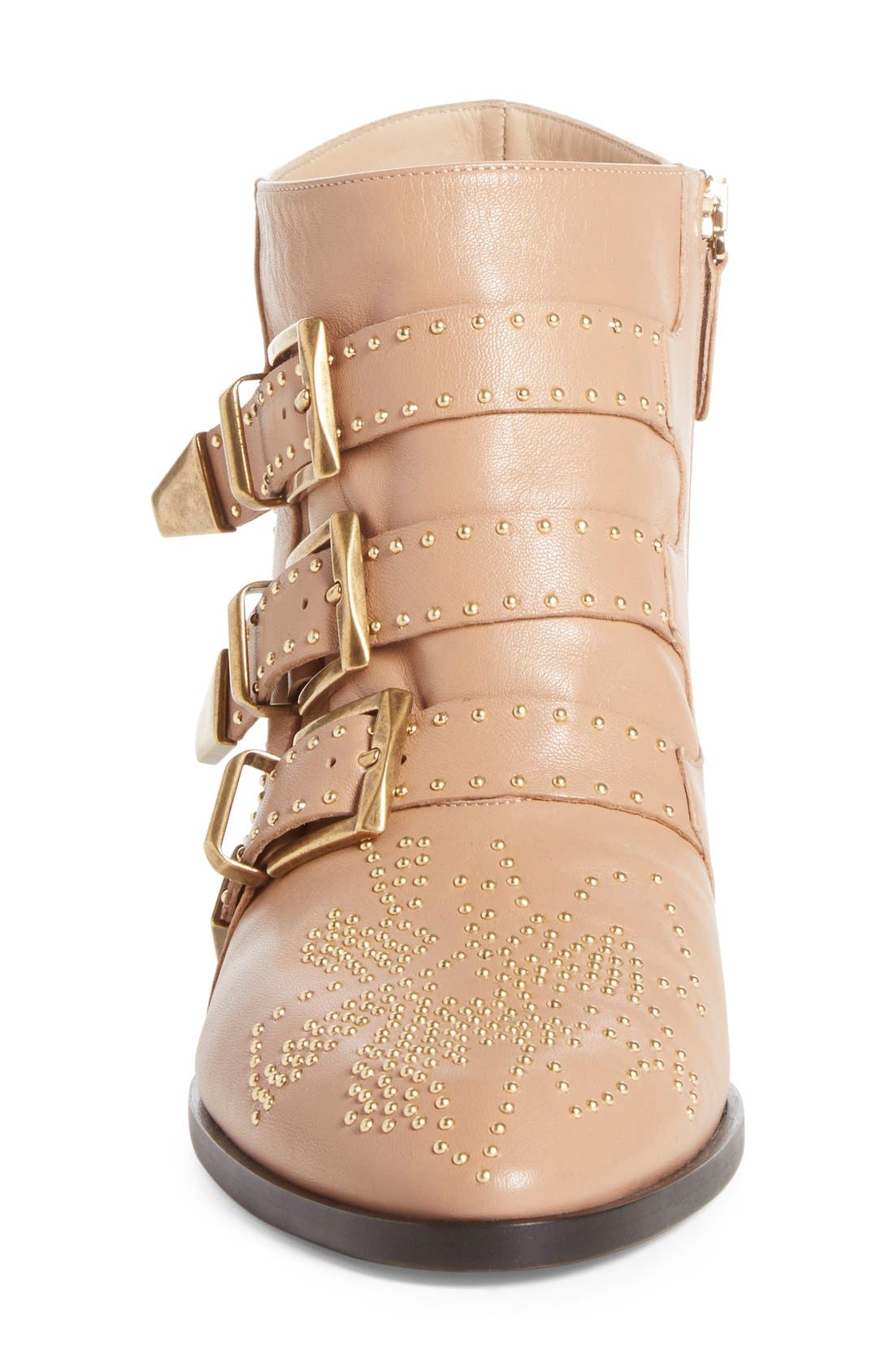 Susanna Stud Buckle Bootie, Alternate, color, BEIGE GOLD LEATHER