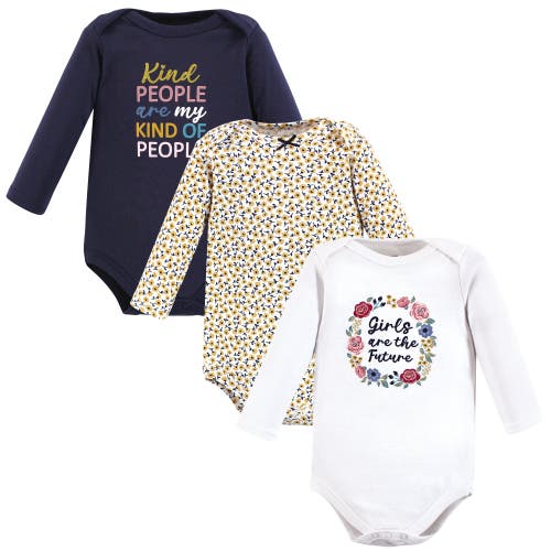 Hudson Baby Essential All-cotton Long-sleeve Bodysuit Triple Pack In Black
