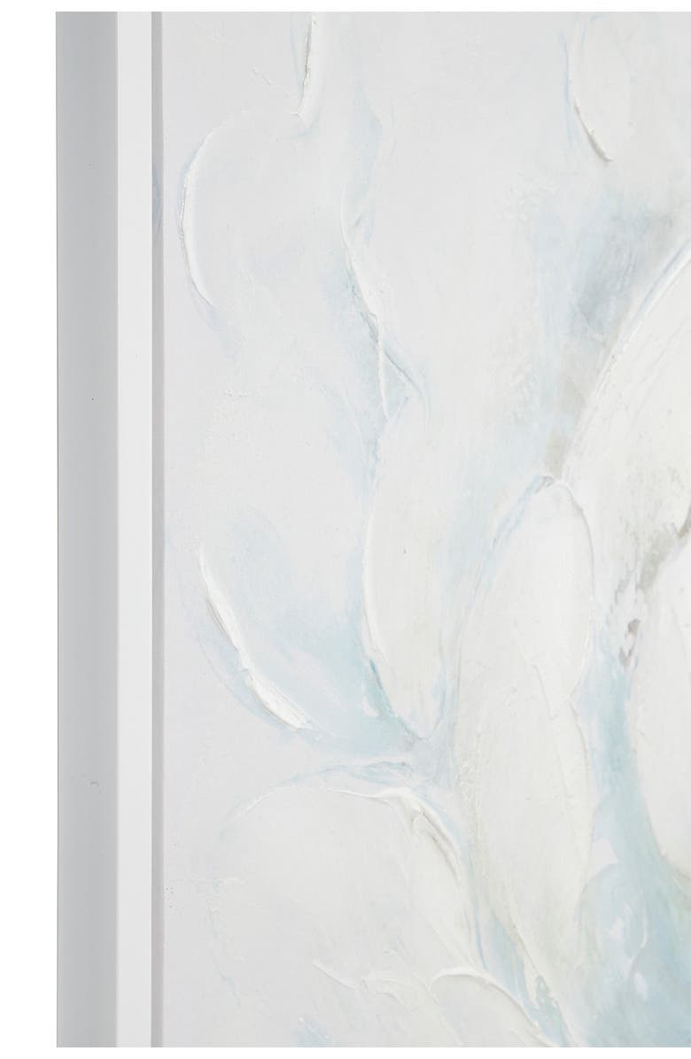 WILLOW ROW Large Square White Peony Flower Acrylic Painting in Silvertone Frame, Alternate, color, White