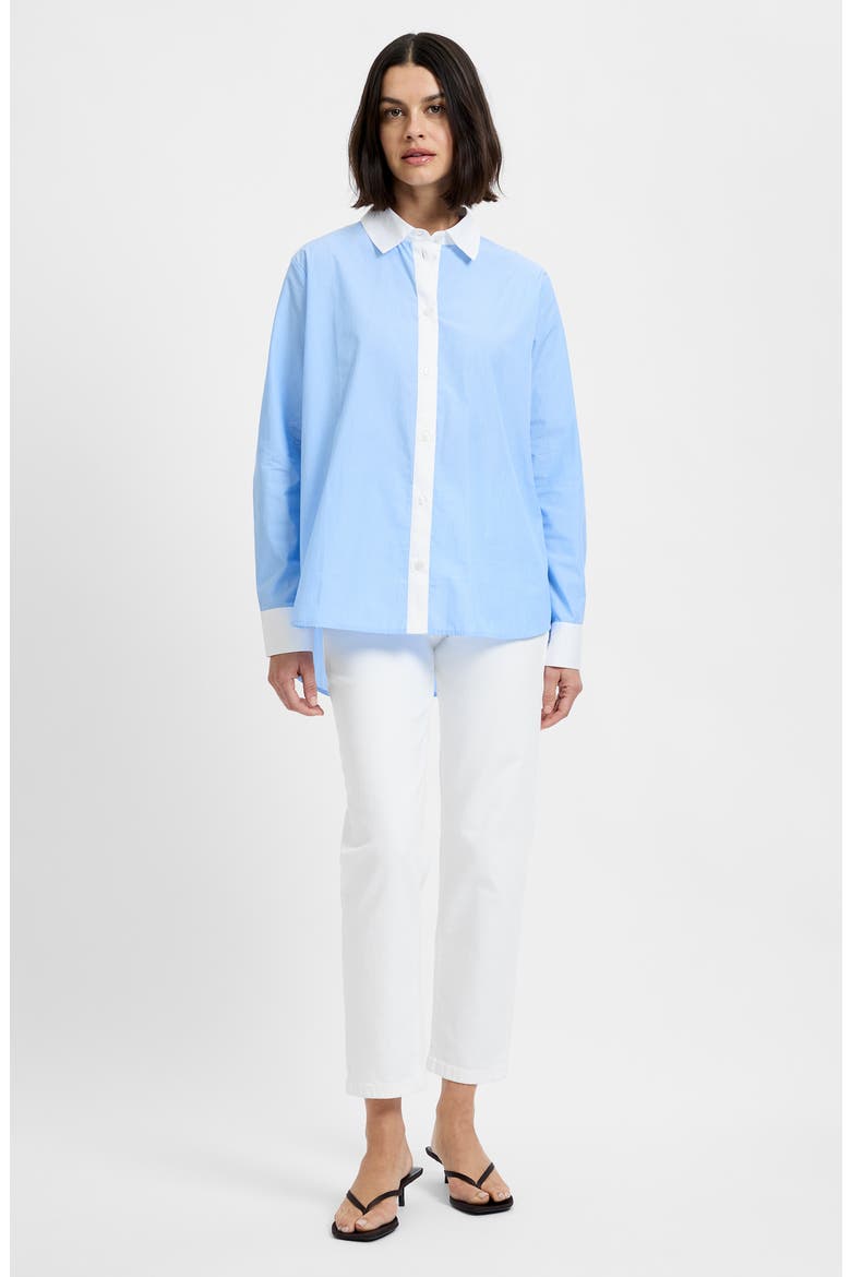 Ticking Stripe Cotton Poplin Button-Up Shirt, Alternate, color, BLUE HYDRANGEA SUMMER
