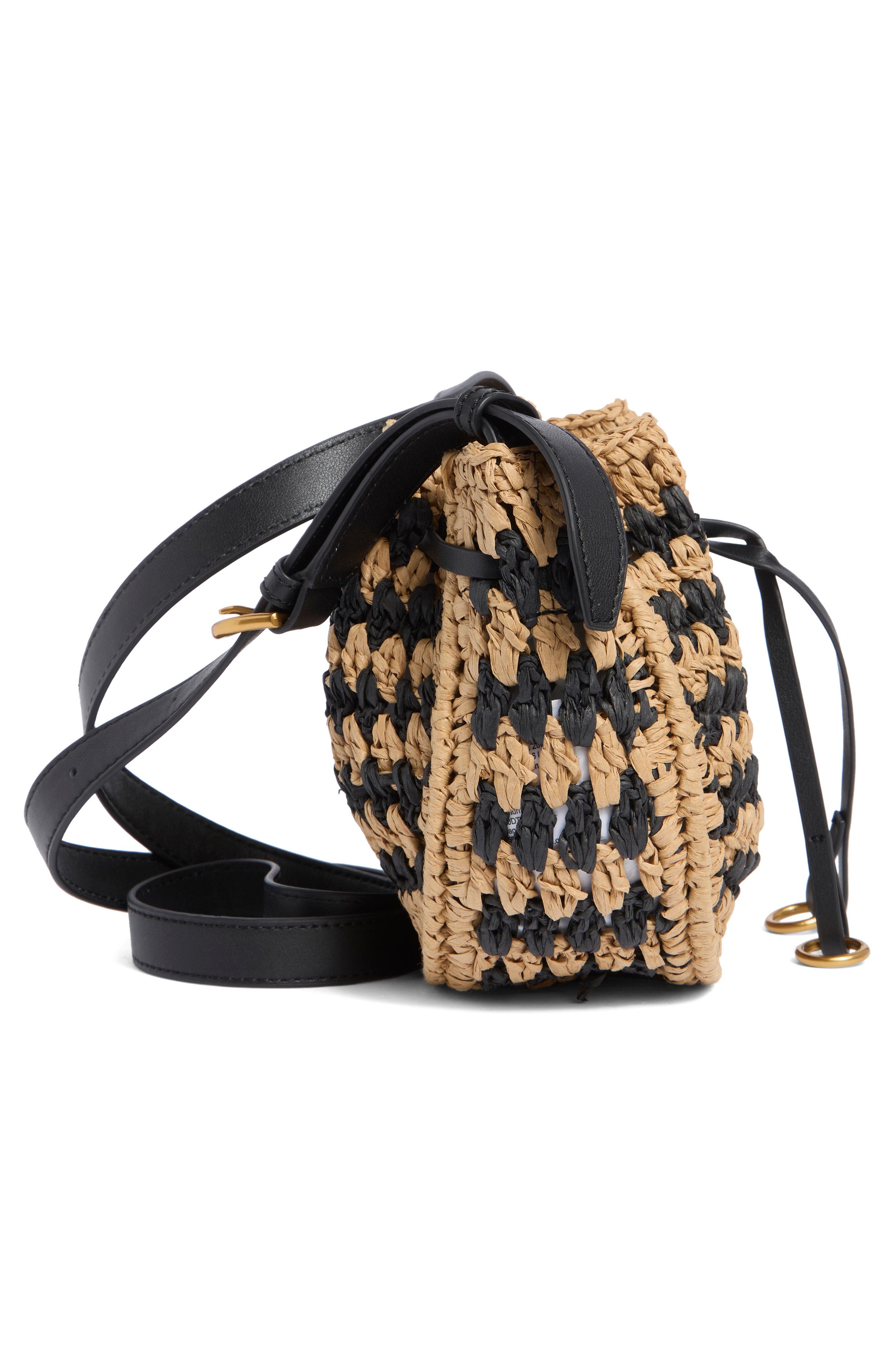 rag & bone River Raffia Crossbody Bag, Alternate, color, Black Mult