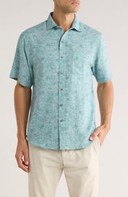 Tommy Bahama Etched Hibiscus Short Sleeve Button-Up Shirt