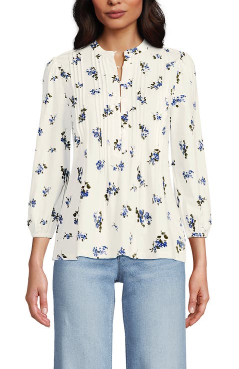 Lightweight Jersey Button Pintuck Top