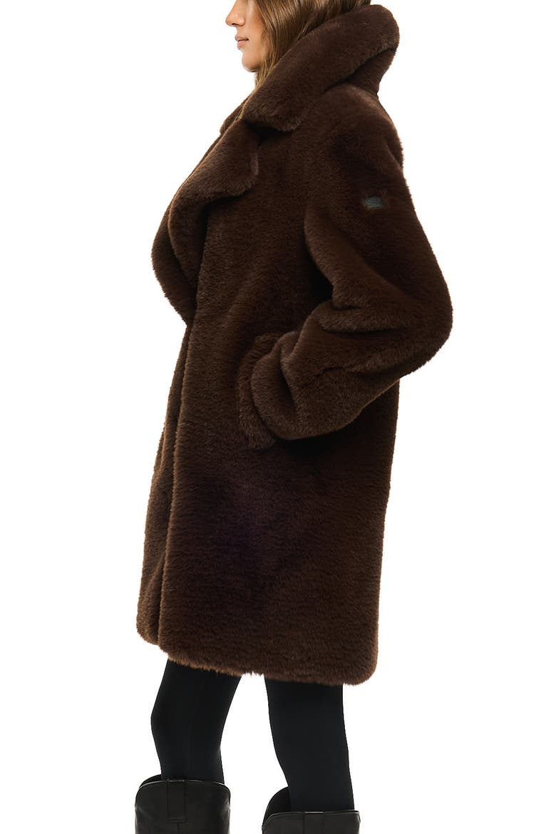 Marla Faux Fur Coat, Alternate, color, BROWN
