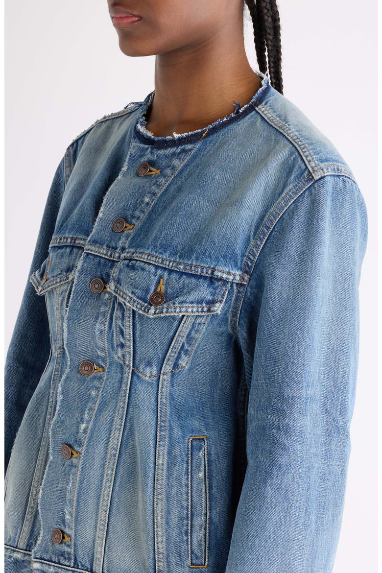Distressed Organic Cotton Japanese Denim Hourglass Jacket, Alternate, color, AUBERGINE