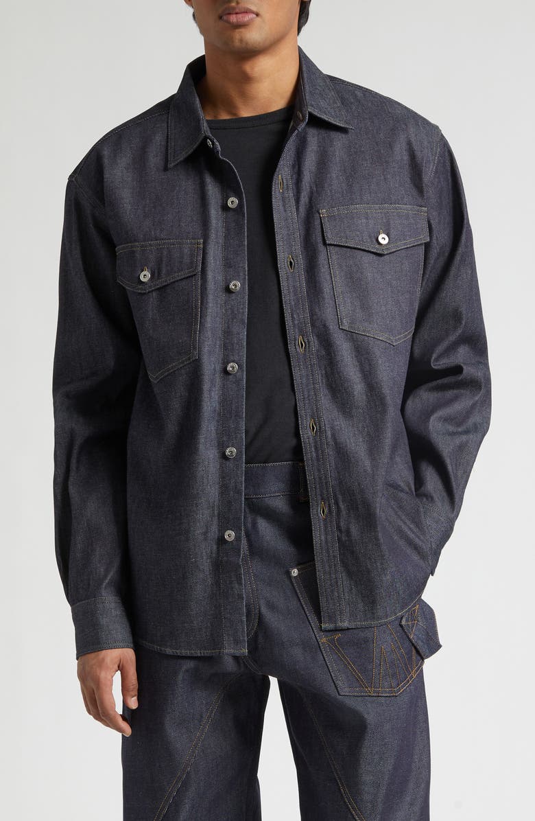 JW Anderson Oversize Denim Button-Up Shirt, Main, color, Indigo