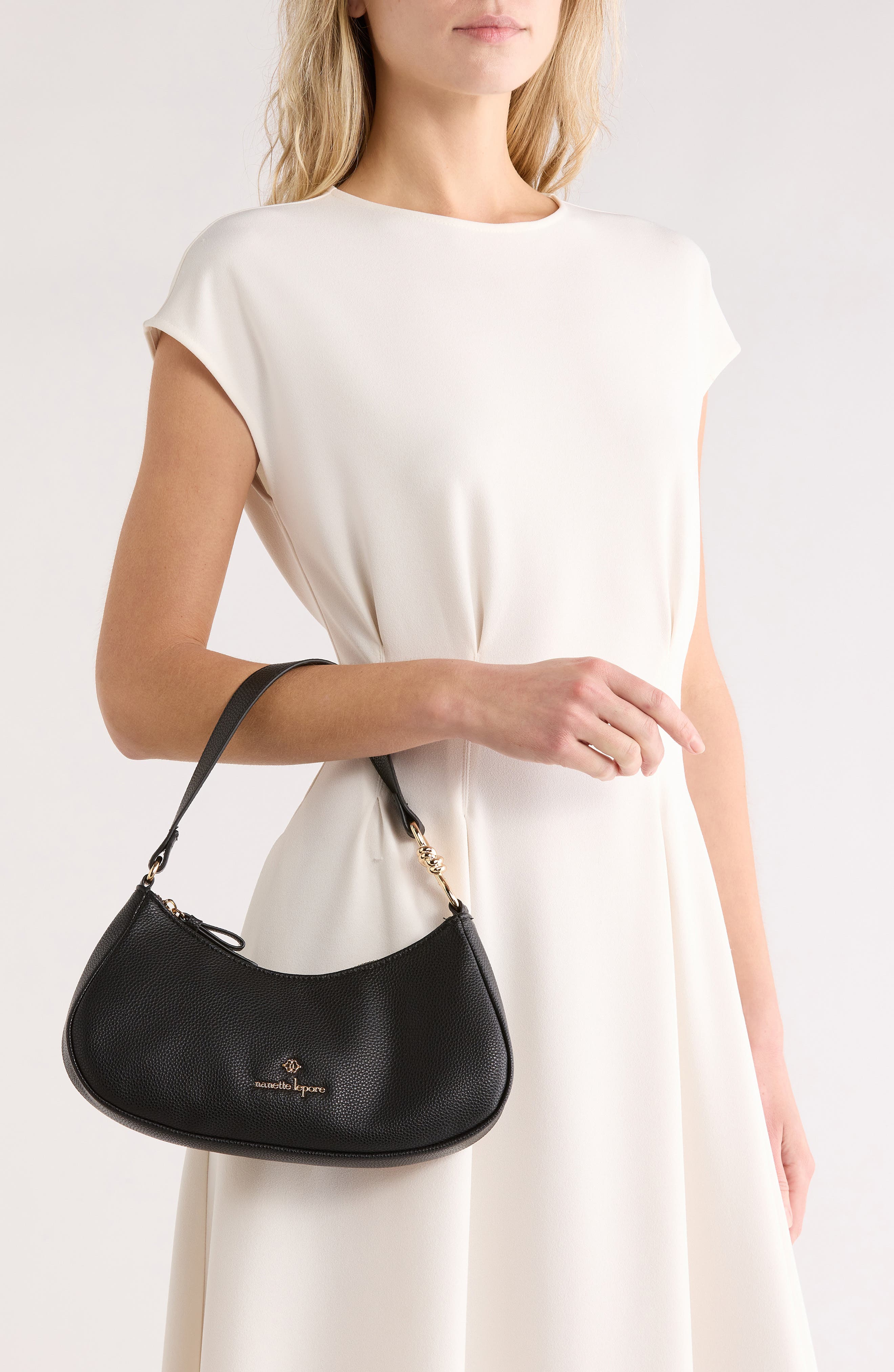 Nanette Lepore Janyce Baguette Bag, Alternate, color, Black