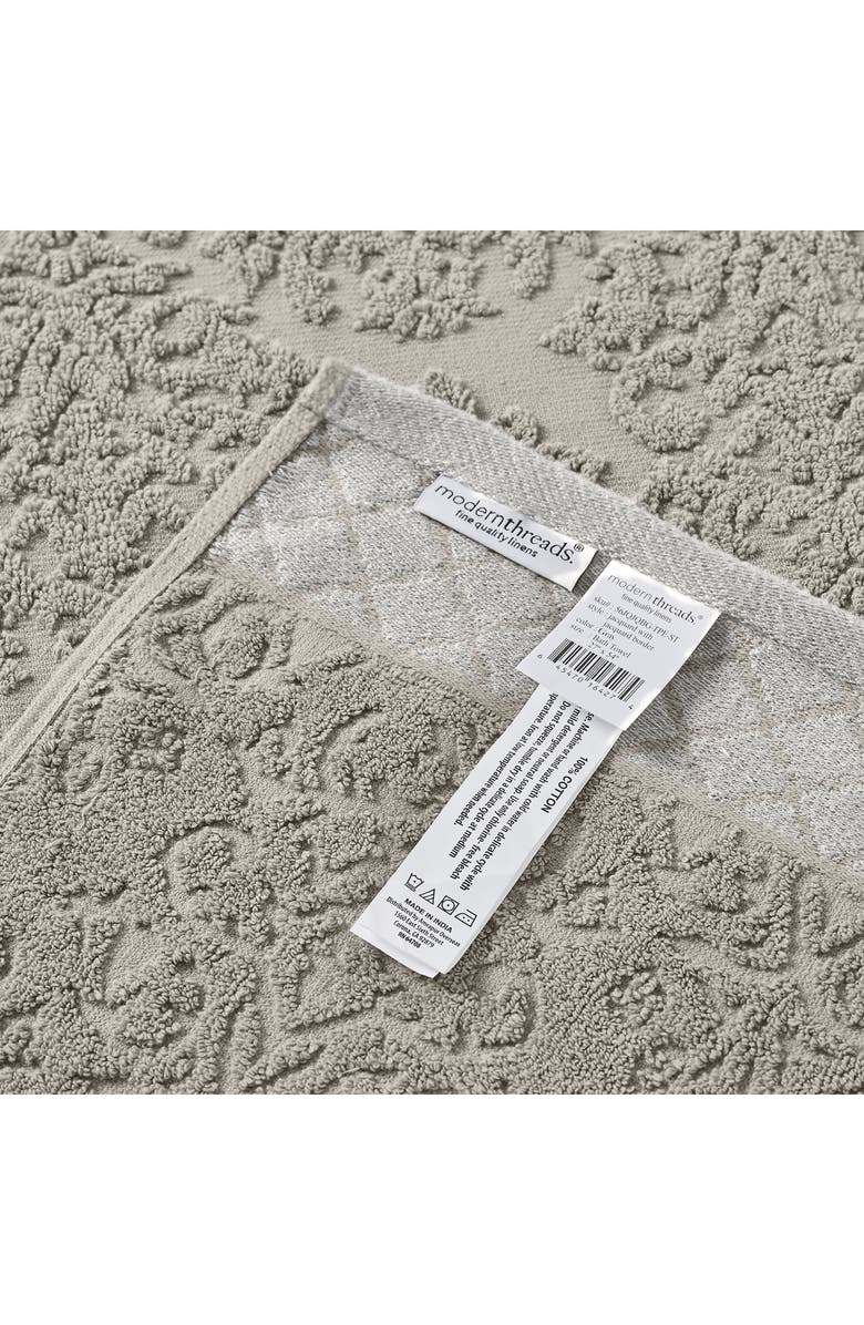 Modern Threads Embellished Border Damask Jacquard Towel 6-Piece Set - Grey, Alternate, color, Grey