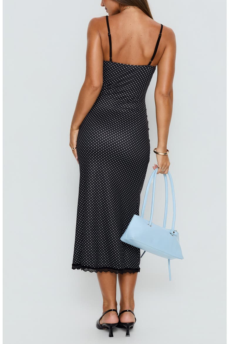 Delaney Polka Dot Lace Trim Dress, Alternate, color, BLACK POLKA DOT