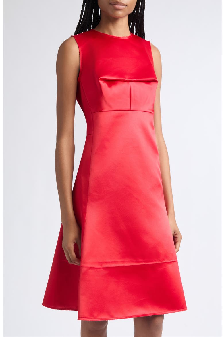 Domaya Technical Satin Midi Dress, Alternate, color, RED