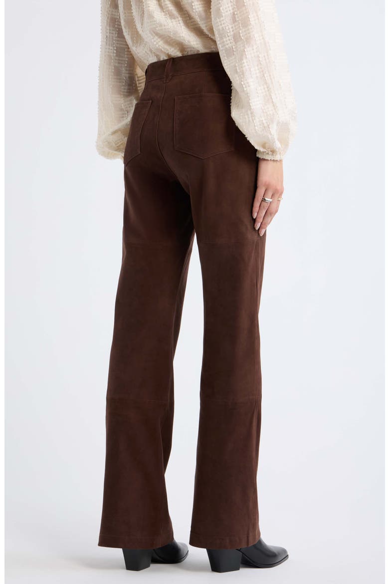 Flare Leg Suede Pants, Alternate, color, BROWN CHICORY