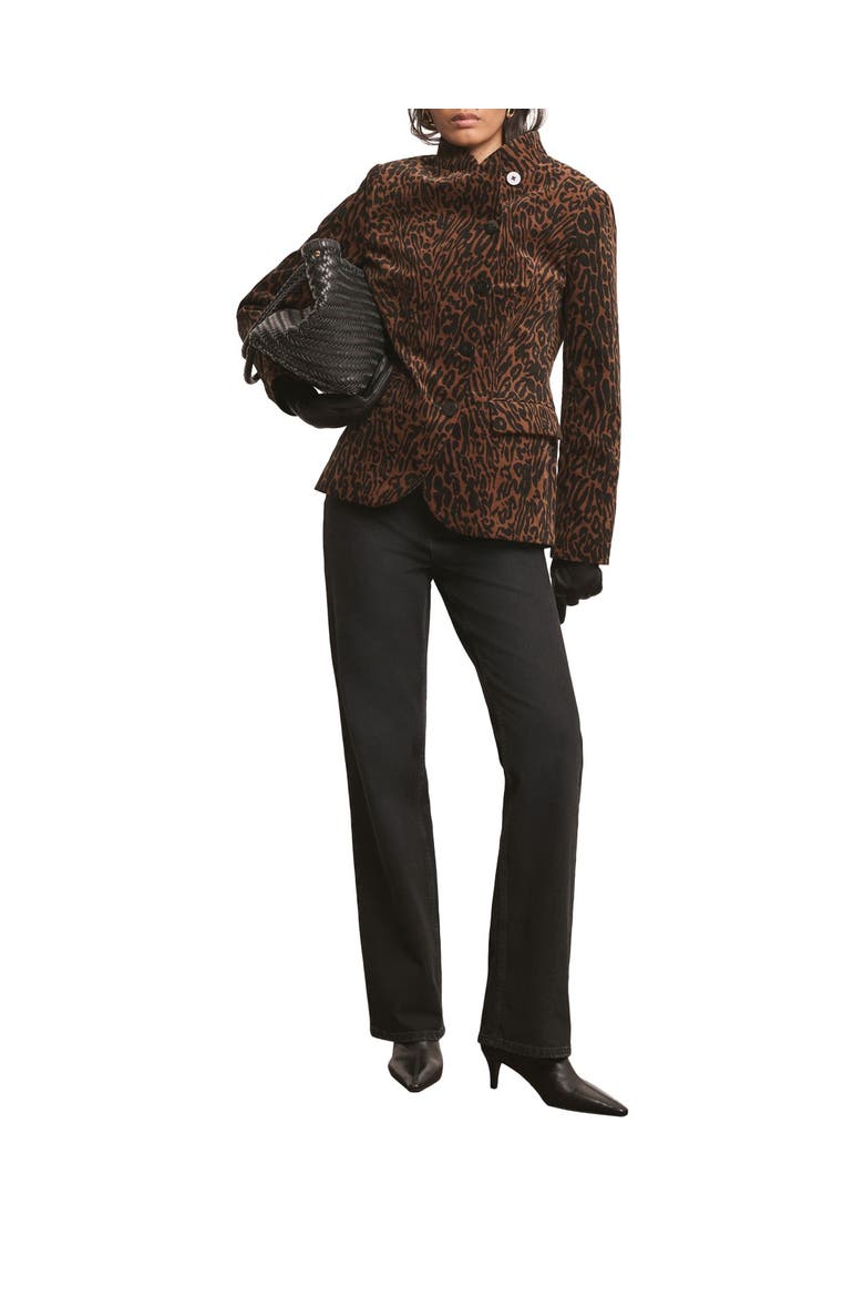 High Neck Printed Velvet Jacket, Main, color, Camel